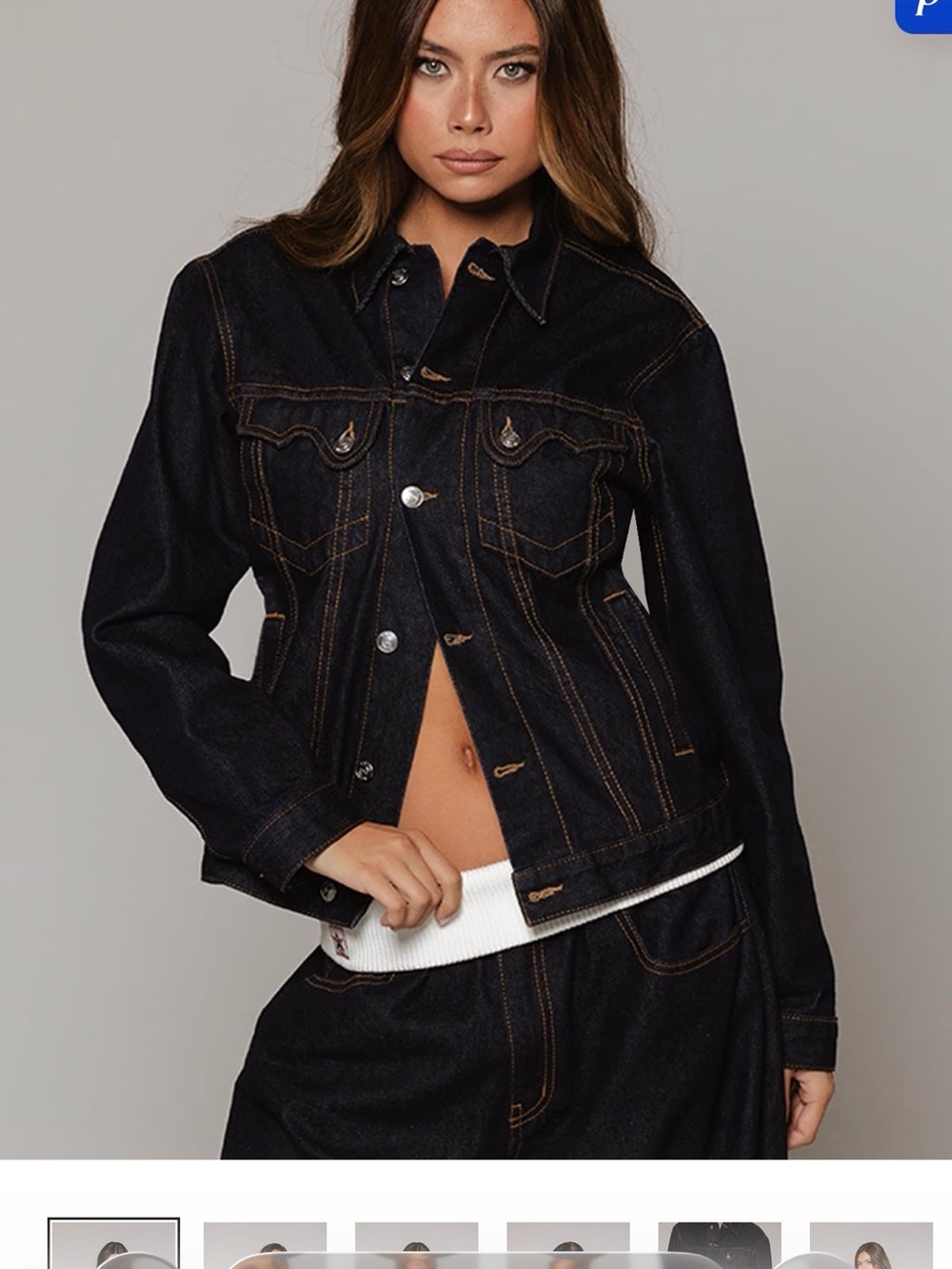REVICE Indigo Denim Jean Jacket - Dark Blue with Orange Stitching